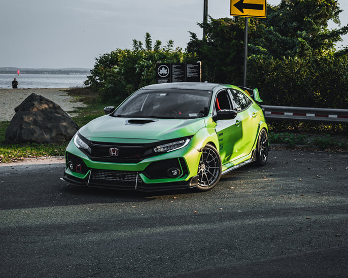 Slime Green Honda Civic Type-R with D03-R Forged Wheels | VR Forged
